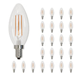 Bulbrite 861745 Bulbrite LED Filament Pack of (24) 5 Watt Dimmable B11 Light Bulb with Clear Glass Finish and Candelabra  (E12) Base - 2700K (Warm White Light), 500 Lumens