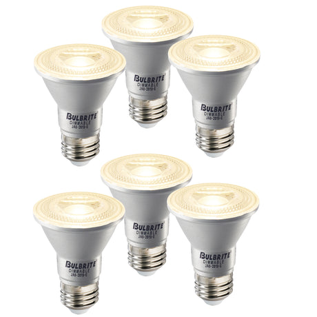 Bulbrite 861756 6.5W LED PAR20 Light Bulb 2700K Dimmable E26 488 Lumens 120V 6PK