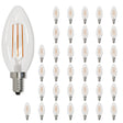 Bulbrite 861761 Bulbrite LED Filament Pack of (36) 5 Watt Dimmable B11 Light Bulb with Clear Glass Finish and Candelabra  (E12) Base - 2700K (Warm White Light), 500 Lumens