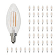 Bulbrite 861762 Bulbrite LED Filament Pack of (48) 5 Watt Dimmable B11 Light Bulb with Clear Glass Finish and Candelabra  (E12) Base - 2700K (Warm White Light), 500 Lumens