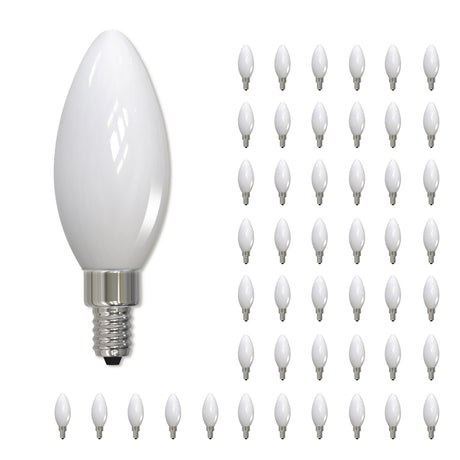 Bulbrite 861765 Bulbrite LED Filament Pack of (48) 5 Watt Dimmable B11 Light Bulb with Milky Glass Finish and Candelabra  (E12) Base - 2700K (Warm White Light), 500 Lumens