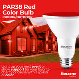 Bulbrite 861906 90-Watt Equivalent, Red Color PAR38 Weatherproof Outdoor E26 Medium Base Flood LED Light Bulb