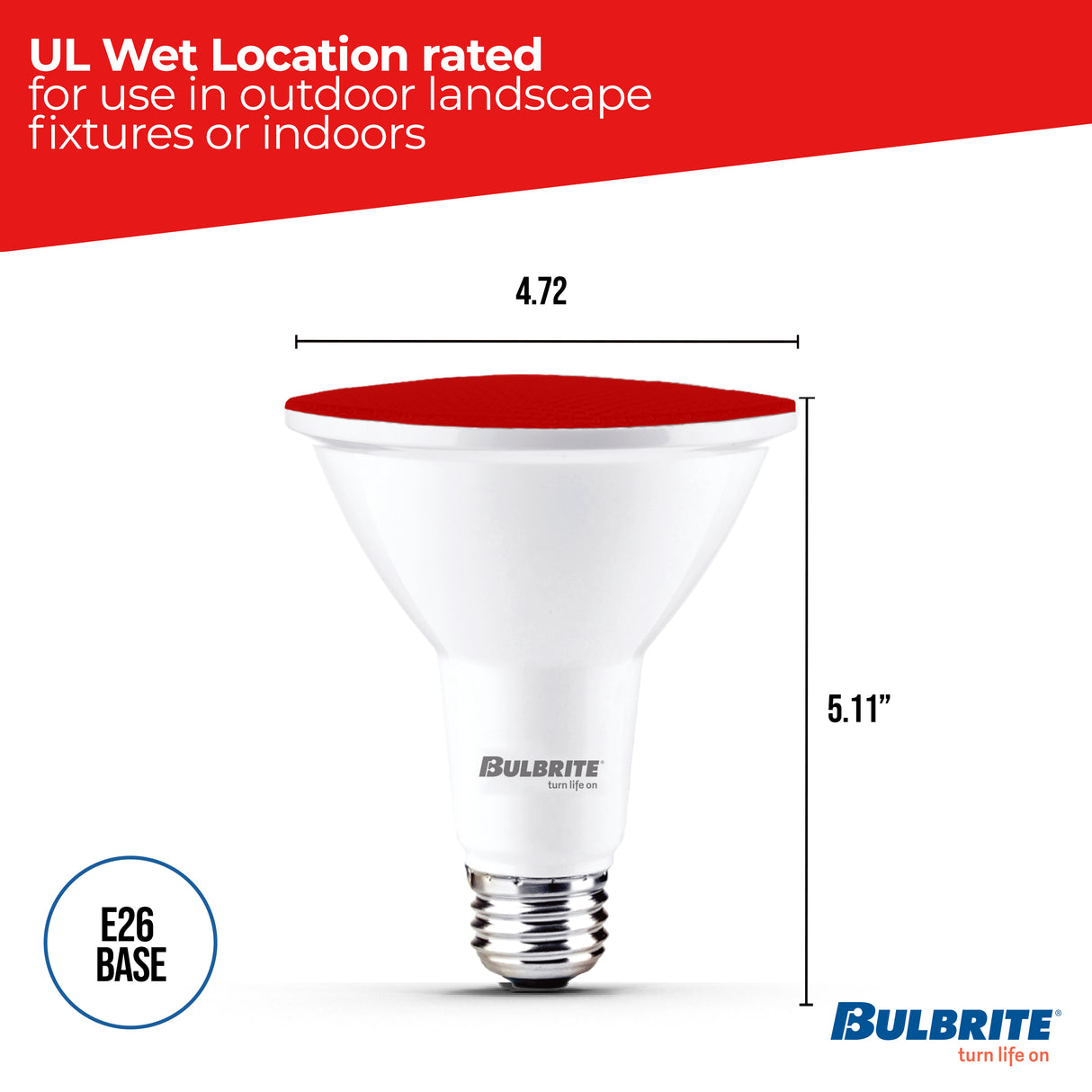 Bulbrite 861906 90-Watt Equivalent, Red Color PAR38 Weatherproof Outdoor E26 Medium Base Flood LED Light Bulb