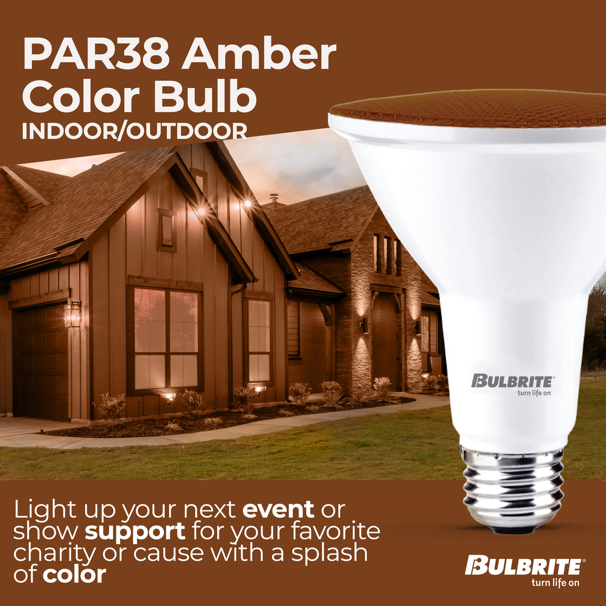 Bulbrite 861907 90-Watt Equivalent, Amber Color PAR38 Weatherproof Outdoor E26 Medium Base Flood LED Light Bulb