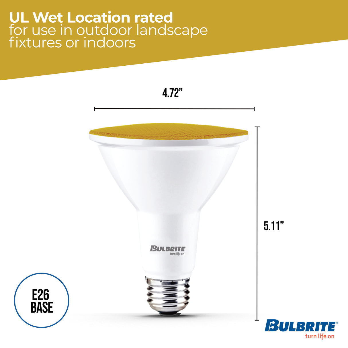 Bulbrite 861908 90-Watt Equivalent, Yellow Color PAR38 Weatherproof Outdoor E26 Medium Base Flood LED Light Bulb