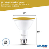 Bulbrite 861908 90-Watt Equivalent, Yellow Color PAR38 Weatherproof Outdoor E26 Medium Base Flood LED Light Bulb