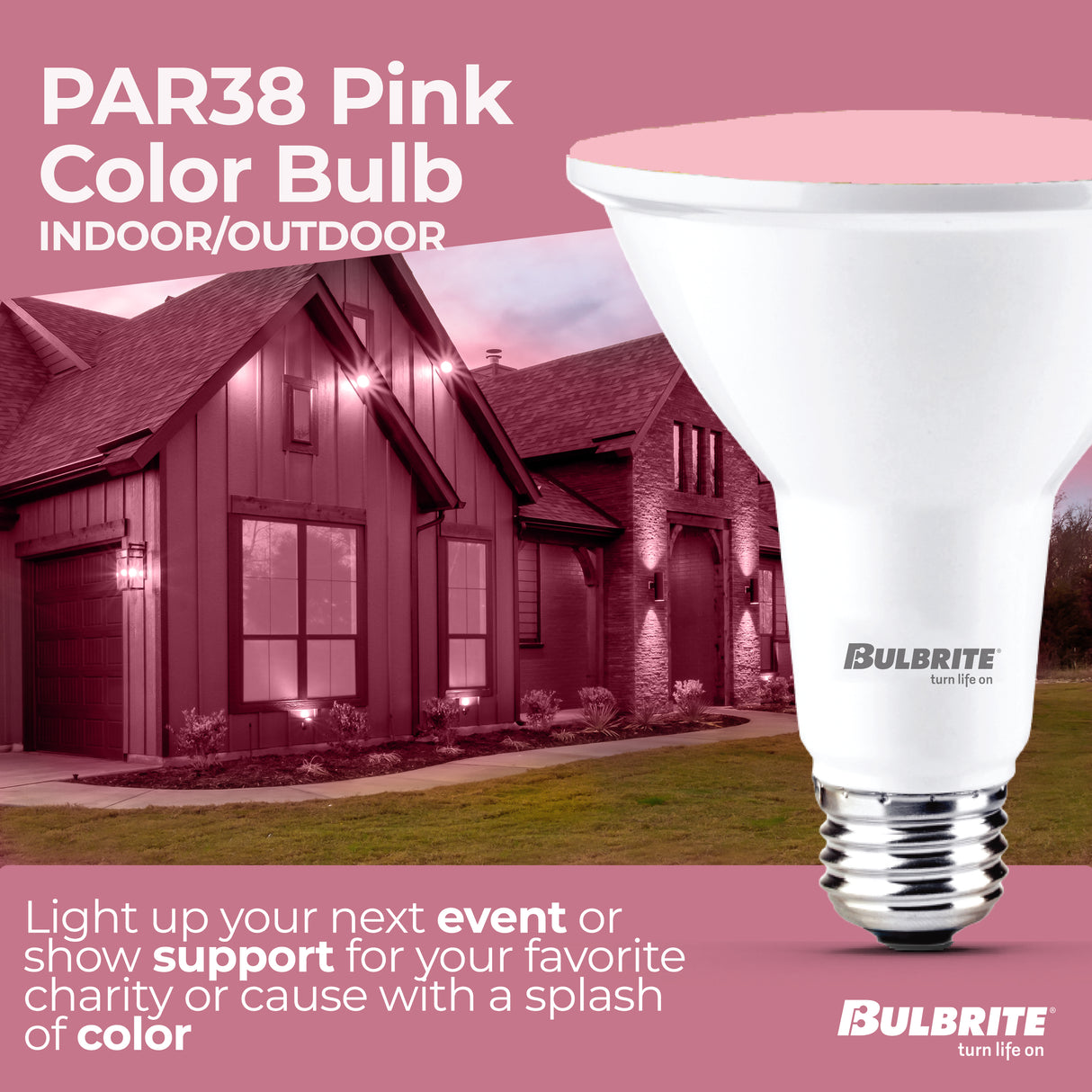Bulbrite 861910 90-Watt Equivalent, Pink Color PAR38 Weatherproof Outdoor E26 Medium Base Flood LED Light Bulb