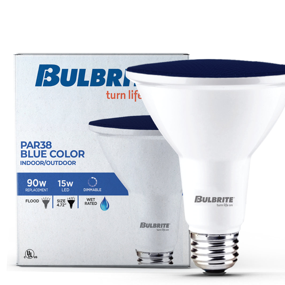 Bulbrite 861911 90-Watt Equivalent, Blue Color PAR38 Weatherproof Outdoor E26 Medium Base Flood LED Light Bulb