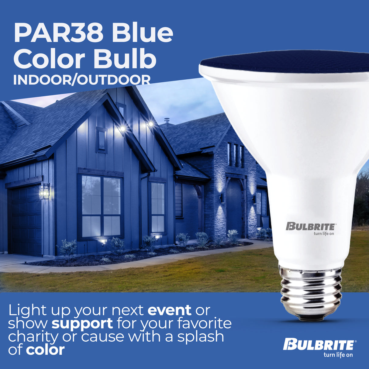 Bulbrite 861911 90-Watt Equivalent, Blue Color PAR38 Weatherproof Outdoor E26 Medium Base Flood LED Light Bulb