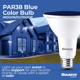 Bulbrite 861911 90-Watt Equivalent, Blue Color PAR38 Weatherproof Outdoor E26 Medium Base Flood LED Light Bulb