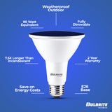 Bulbrite 861911 90-Watt Equivalent, Blue Color PAR38 Weatherproof Outdoor E26 Medium Base Flood LED Light Bulb