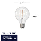 Bulbrite 861928 Bulbrite Pack of (2) 8.5 Watt Dimmable Clear Filament G25 Medium (E26) LED Light Bulb - 800 Lumens, 3000K, and 90 CRI