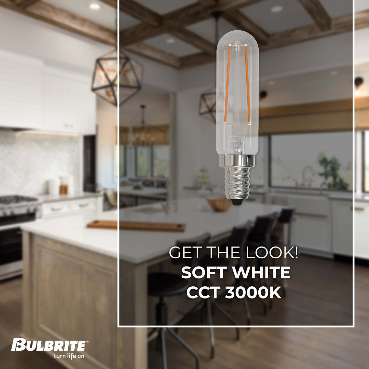 Bulbrite 862923 Bulbrite LED 2.5 Watt Dimmable T6 Light Bulb with a Clear Finish and a Candelabra Screw E12 - 3000K (Soft White Light) 250 lumens