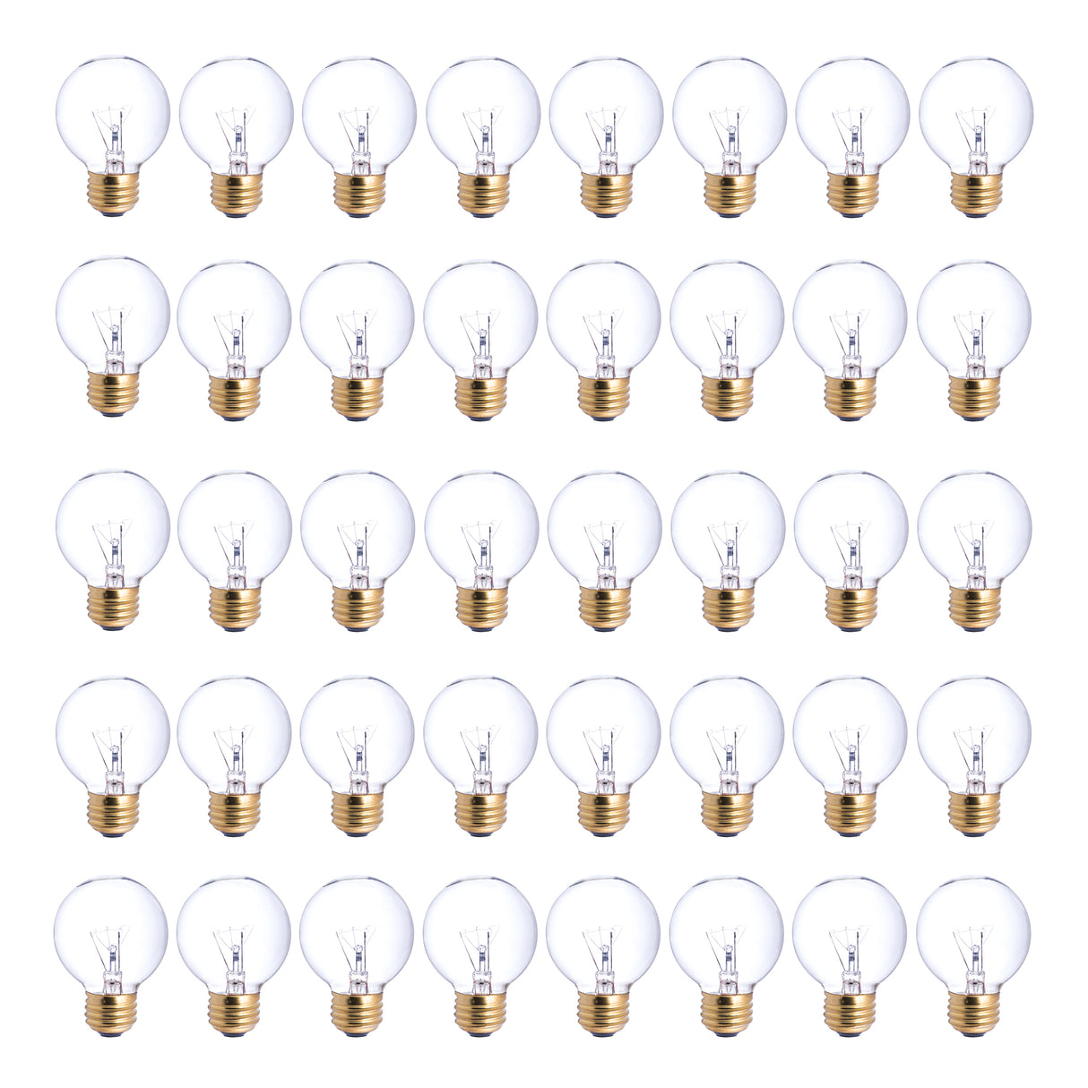 Bulbrite 861956 25W Incandescent G16.5 Light Bulb 2700K Dimmable E26 220 Lumens 125V 40PK
