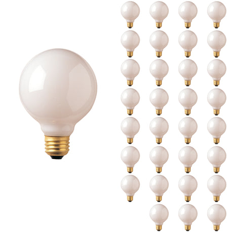 Bulbrite 861957 25W Incandescent G25 Light Bulb 2700K Dimmable E26 130 Lumens 120V 24PK