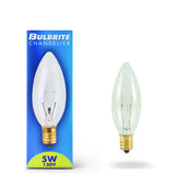 Bulbrite 861959 5W Incandescent B8 Light Bulb 2700K Dimmable E12 25 Lumens 130V 50PK