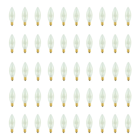Bulbrite 861960 15W Incandescent B8 Light Bulb 2700K Dimmable E12 75 Lumens 130V 50PK