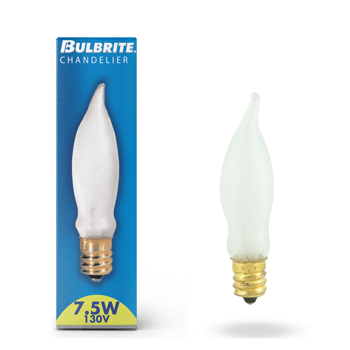Bulbrite 861260 Bulbrite Incandescent CA5 Candelabra Screw Base (E12) Light Bulb, 7.5 Watt, Clear, 50 pack, 2700K
