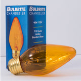 Bulbrite 861973 40W Incandescent F15 Light Bulb Amber Dimmable E26 130V 25PK