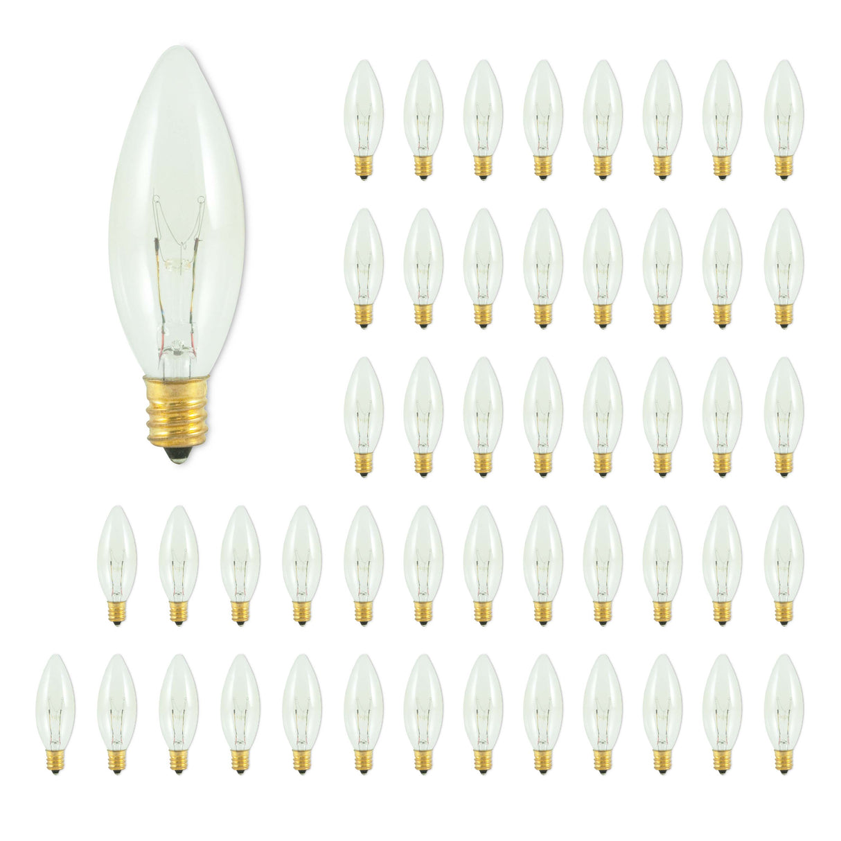 Bulbrite 861984 15W Incandescent B8 Light Bulb 2700K Dimmable E12 105 Lumens 120V 50PK