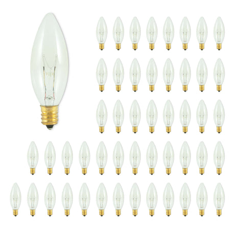 Bulbrite 861984 15W Incandescent B8 Light Bulb 2700K Dimmable E12 105 Lumens 120V 50PK
