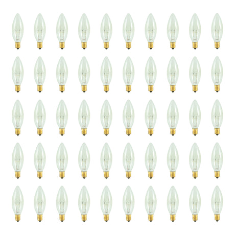 Bulbrite 861985 25W Incandescent B8 Light Bulb 2700K Dimmable E12 220 Lumens 120V 50PK