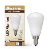 Bulbrite 862052 Bulbrite LED Filament Pack of (4) 4 Watt Dimmable ST15 Light Bulb with Milky Glass Finish and Candelabra (E12) Base - 3000K (Soft White Light), 400 Lumens