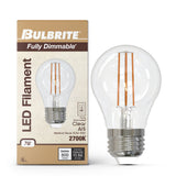 Bulbrite 862057 Bulbrite LED Filament Pack of (4) 7 Watt Dimmable A15 Light Bulb with Clear Glass Finish and Medium (E26) Base - 2700K (Warm White Light), 800 Lumens