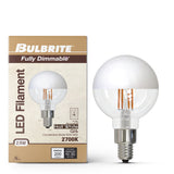 Bulbrite 862066 2.5W LED G16 Light Bulb 2700K Dimmable E12 200 Lumens 120V 4PK