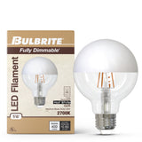 Bulbrite 862067 5W LED G25 Light Bulb 2700K Dimmable E26 400 Lumens 120V 4PK