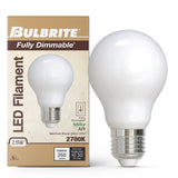Bulbrite 862069 Bulbrite LED Filament Pack of (4) 2.5 Watt Dimmable A19 Light Bulb with Milky Glass Finish and Medium (E26) Base - 2700K (Warm White Light), 250 Lumens
