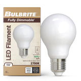 Bulbrite 862070 Bulbrite LED Filament Pack of (4) 5 Watt Dimmable A19 Light Bulb with Milky Glass Finish and Medium (E26) Base - 2700K (Warm White Light), 450 Lumens