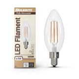 Bulbrite 862079 Bulbrite LED Filament Pack of (4) 6.5 Watt Dimmable B11 Light Bulb with Clear Glass Finish and Candelabra (E12) Base - 5000K (Soft Daylight Light), 750 Lumens