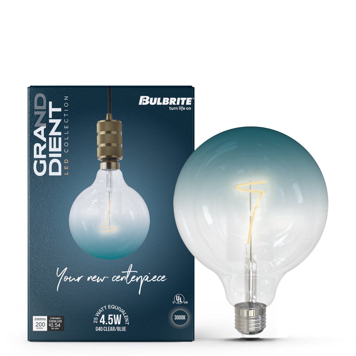 Bulbrite 776322 Bulbrite Gradient 4.5 Watt C53 LED Filament Light Bulb with a Clear/Blue Finish and Medium Screw (E26) Base - 3000K, 200 Lumens