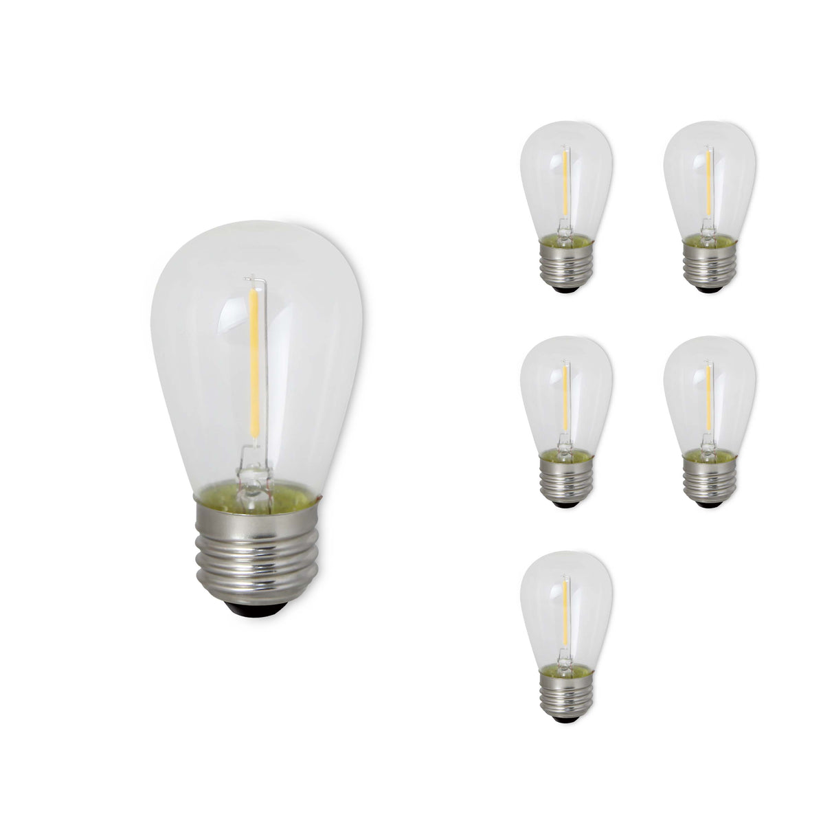 Bulbrite 862154 Bulbrite Pack of (6) 0.7 Watt Clear Filament S14 Medium (E26) LED Light Bulb - 75 Lumens, 2700K