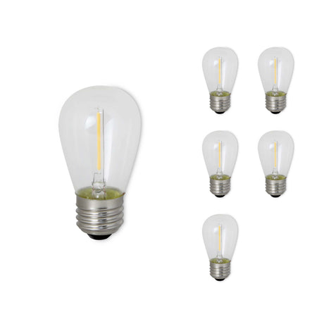 Bulbrite 862154 Bulbrite Pack of (6) 0.7 Watt Clear Filament S14 Medium (E26) LED Light Bulb - 75 Lumens, 2700K