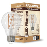 Bulbrite 862071 Bulbrite LED Filament Pack of (4) 8.5 Watt Dimmable A19 Light Bulb with Clear Glass Finish and Medium (E26) Base - 5000K (Soft Daylight Light), 800 Lumens