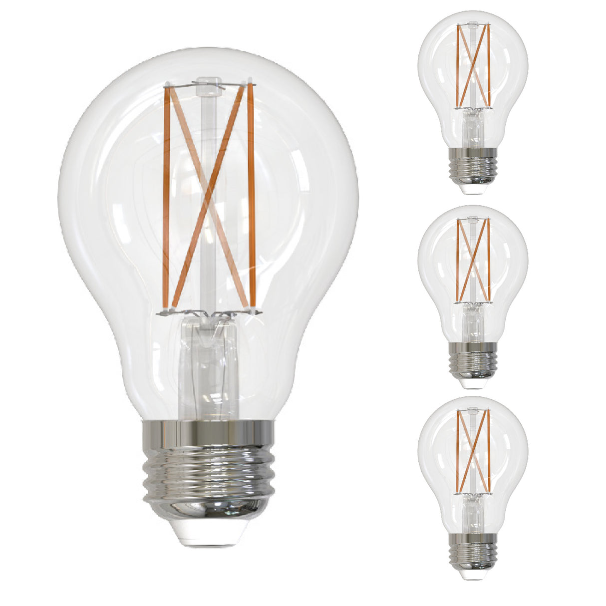 Bulbrite 862302 Bulbrite LED Filament Pack of (4) 9 Watt Dimmable A19 Light Bulb with Clear Glass Finish and Medium (E26) Base - 4000K (Cool White Light), 1100 Lumens