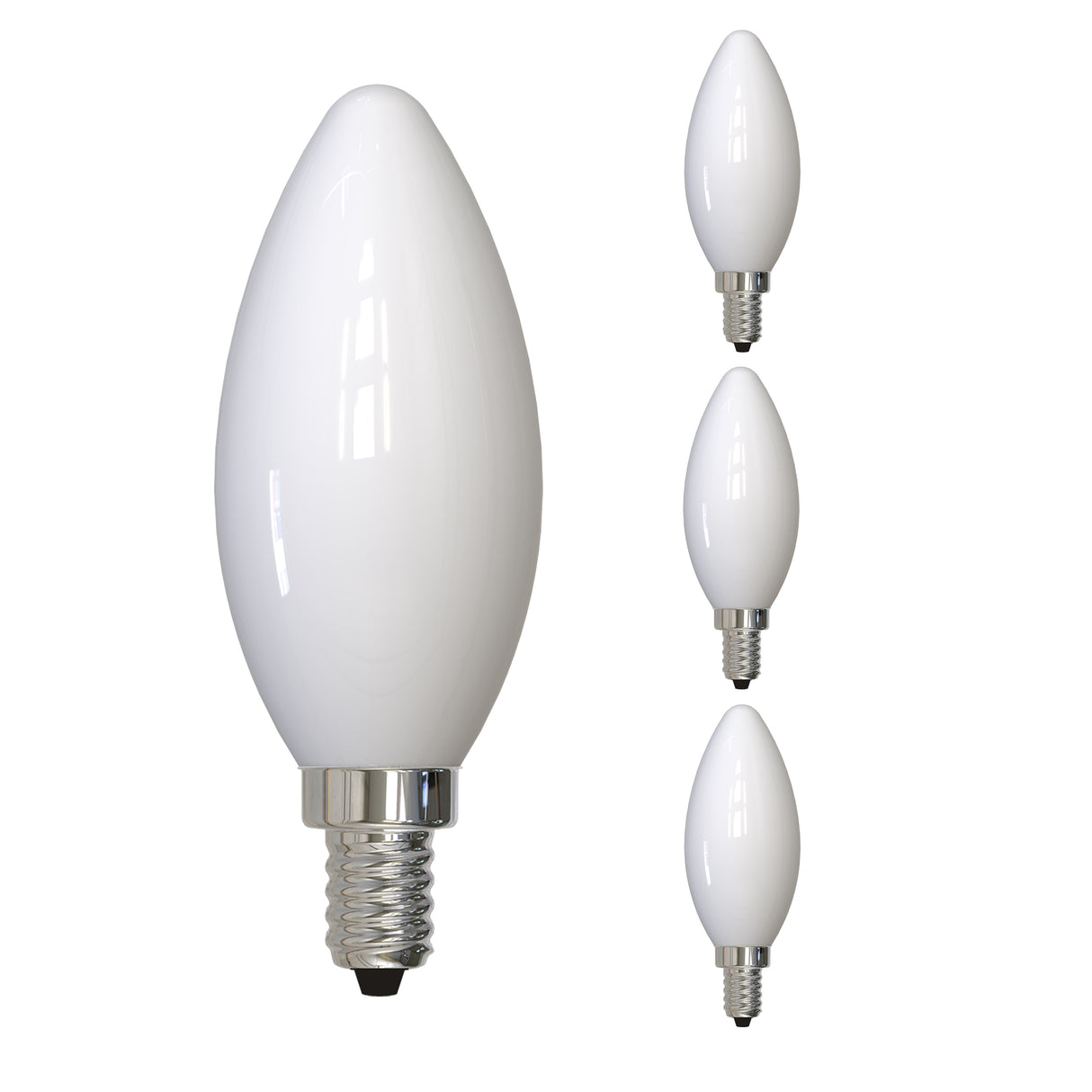 Bulbrite 862309 Bulbrite LED Filament Pack of (4) 4 Watt Dimmable B11 Light Bulb with Milky Glass Finish and Candelabra (E12) Base - 4000K (Cool White Light), 300 Lumens