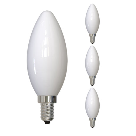 Bulbrite 862309 Bulbrite LED Filament Pack of (4) 4 Watt Dimmable B11 Light Bulb with Milky Glass Finish and Candelabra (E12) Base - 4000K (Cool White Light), 300 Lumens