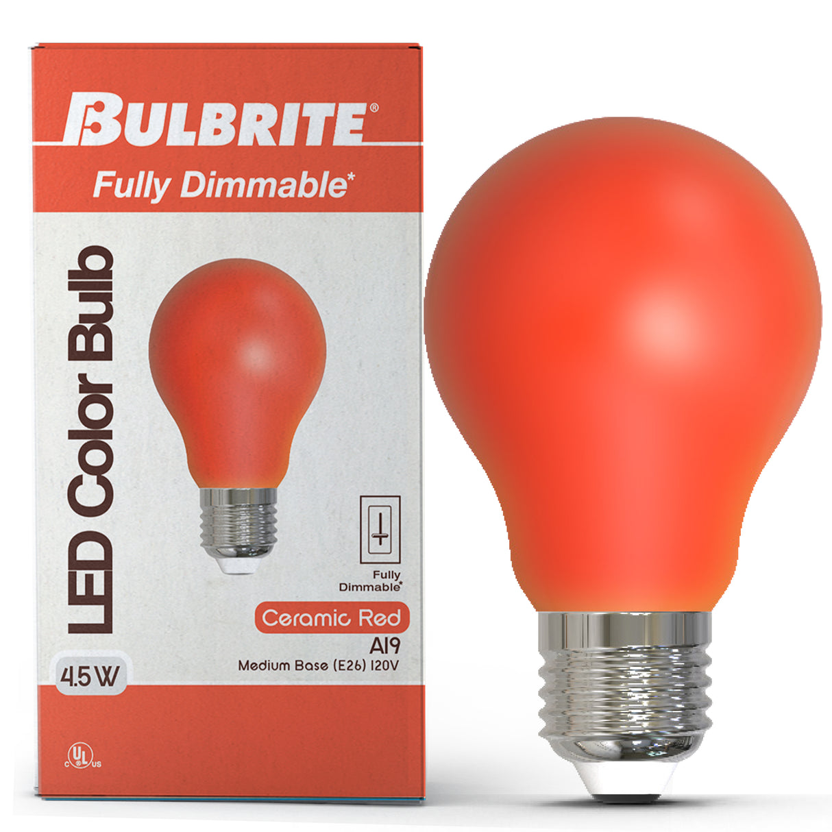 Bulbrite 862312 25-Watt Equivalent Ceramic Red Color A19 Weatherproof Outdoor E26 Medium Base Flood LED Light Bulb