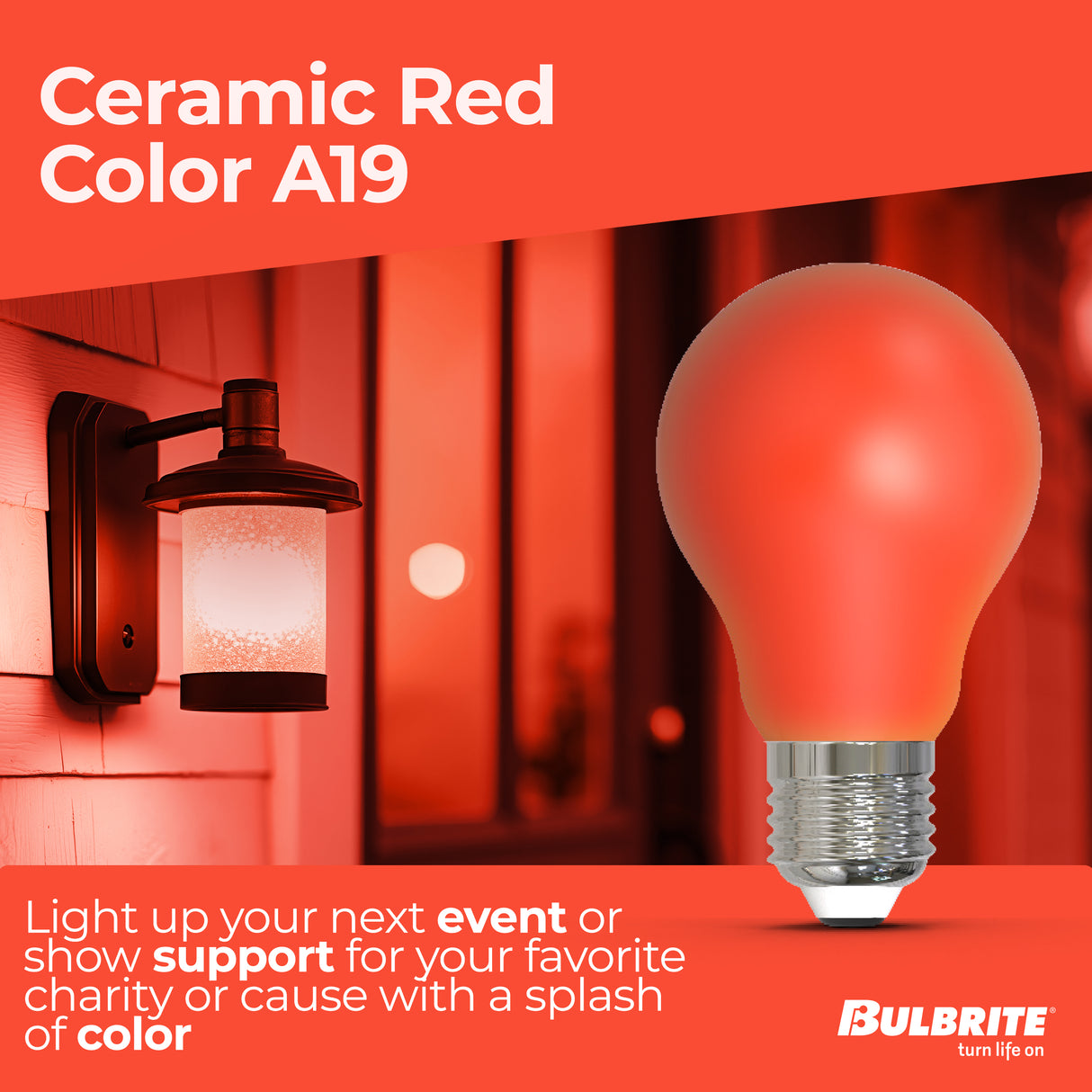 Bulbrite 862312 25-Watt Equivalent Ceramic Red Color A19 Weatherproof Outdoor E26 Medium Base Flood LED Light Bulb