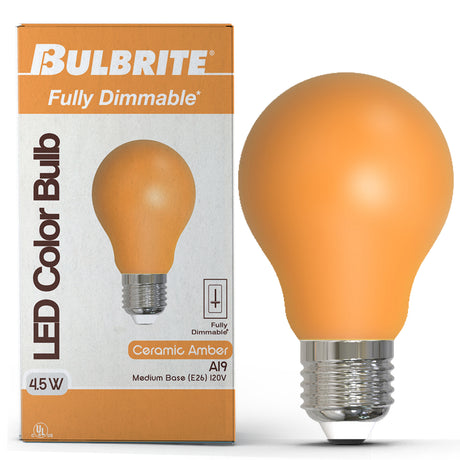 Bulbrite 862313 25-Watt Equivalent Ceramic Amber Color A19 Weatherproof Outdoor E26 Medium Base LED Light Bulb