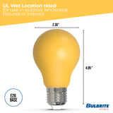 Bulbrite 862314 25-Watt Equivalent Ceramic Yellow Color A19 Weatherproof Outdoor E26 Medium Base LED Light Bulb