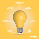 Bulbrite 862314 25-Watt Equivalent Ceramic Yellow Color A19 Weatherproof Outdoor E26 Medium Base LED Light Bulb