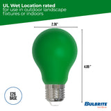 Bulbrite 862315 25-Watt Equivalent Ceramic Green Color A19 Weatherproof Outdoor E26 Medium Base LED Light Bulb