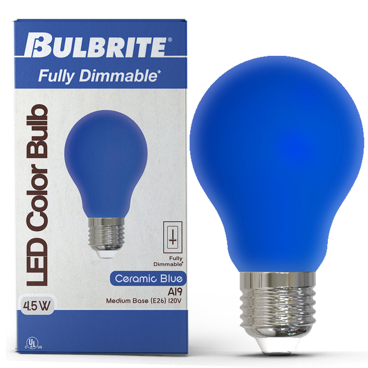 Bulbrite 862316 25-Watt Equivalent Ceramic Blue Color A19 Weatherproof Outdoor E26 Medium Base LED Light Bulb