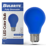 Bulbrite 862316 25-Watt Equivalent Ceramic Blue Color A19 Weatherproof Outdoor E26 Medium Base LED Light Bulb
