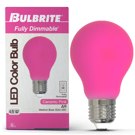 Bulbrite 862317 25-Watt Equivalent Ceramic Pink Color A19 Weatherproof Outdoor E26 Medium Base 
LED Light Bulb
