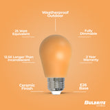 Bulbrite 862319 25-Watt Equivalent Ceramic Amber Color S14 Weatherproof Outdoor E26 Medium Base 
LED Light Bulb